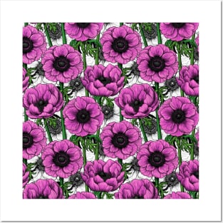 Pink anemone garden Posters and Art